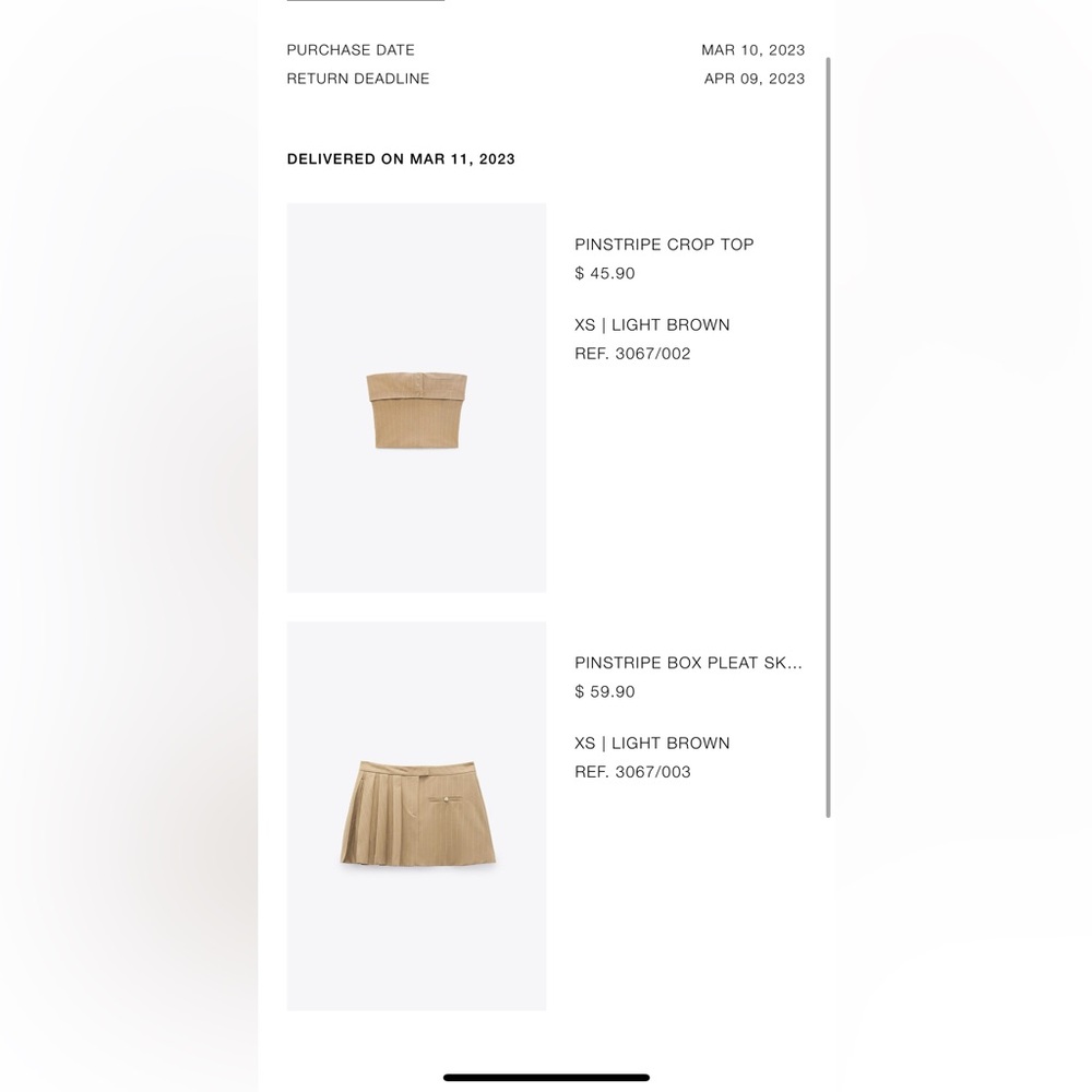 Zara two piece set